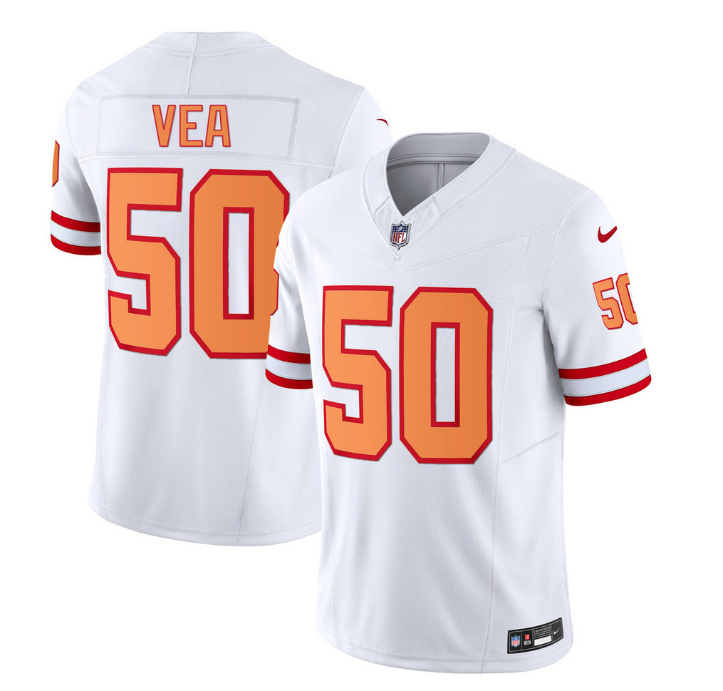 Men's Tampa Bay Buccaneers #50 Vita Vea 2023 F.U.S.E. White Throwback Limited Football Stitched Jersey